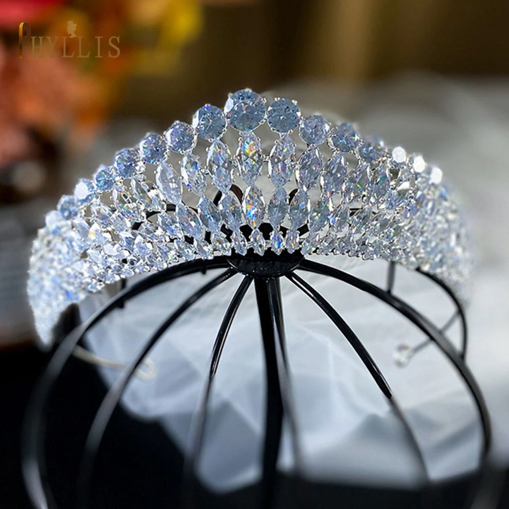 A366 Wholesale Full Zircon Crowns for Brides Hair Accessories Ladies New Style Headdress Luxury Birthday Party Wedding Tiaras