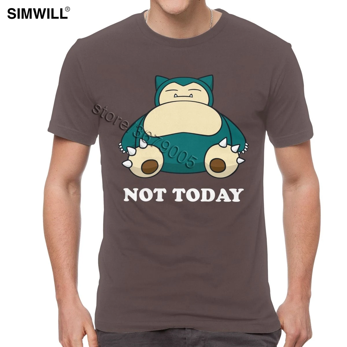 Модная футболка Snorlax Not Today, забавные летние футболки с покемонами, Мужская хлопковая футболка с коротким рукавом, уличная футболка с рисунком храпа - Цвет: Коричневый