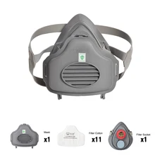 Powecom 3700 máscara de poeira respirador de partículas meia máscara facial com filtro de algodão soquete protetora rosto máscara de boca anti-poeira haze