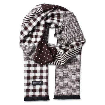 

HAWSON Mens Luxurious Winter Scarves with Patchwork Pattern Neck Warmer Travel Head Wraps