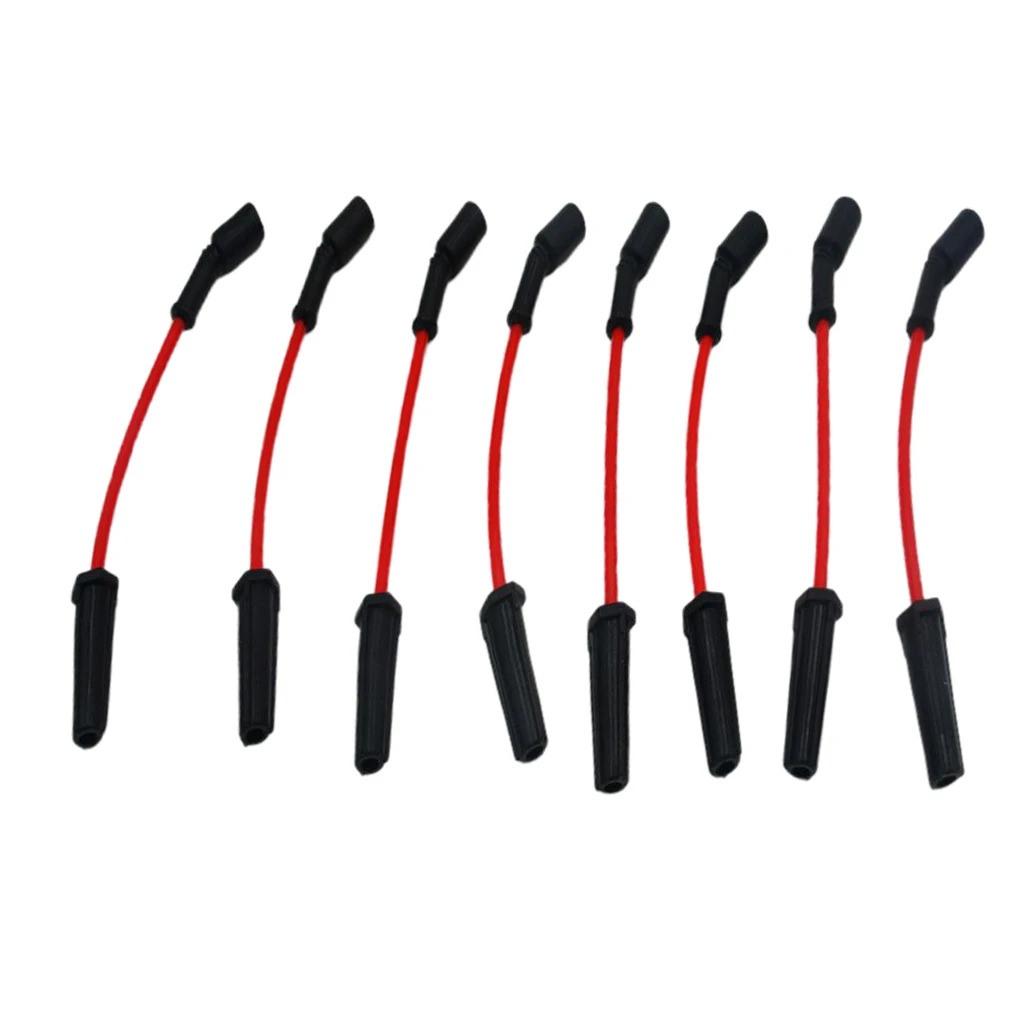 8 Pieces Ignition Spark Plug Wire Set Red for Chevrolet LS1 LS2 LS4 Car Auto