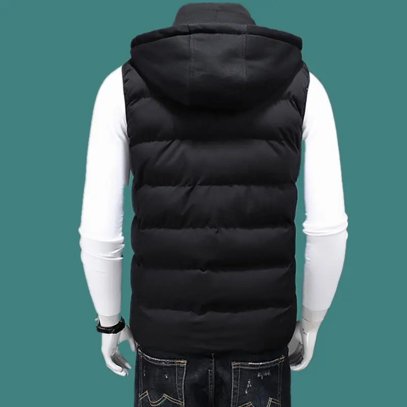 Хлопковый мужской жилет размера плюс, большой 6XL, 7XL, 8XL, большой повседневный зимний жилет без рукавов, Мужская Толстая теплая парка с капюшоном, куртка, жилет