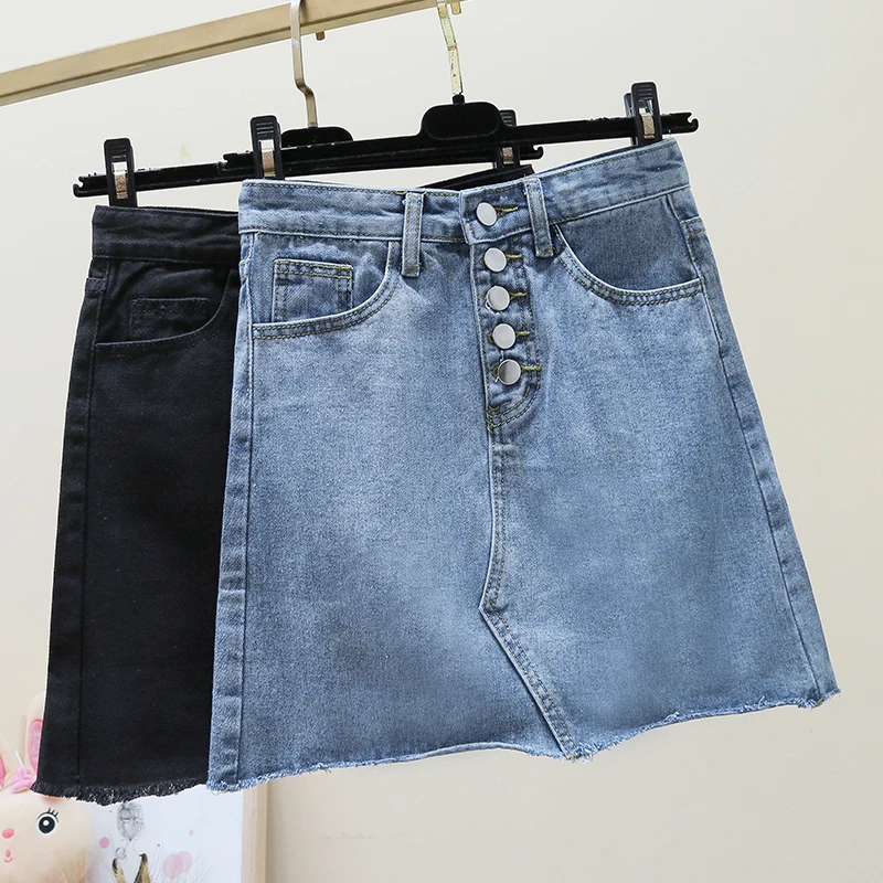 a line knee length denim skirt