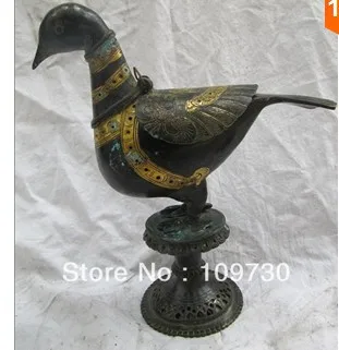 00931 Тибетский буддизм Классическая Бронзовая медная позолота peace pigeon курильница