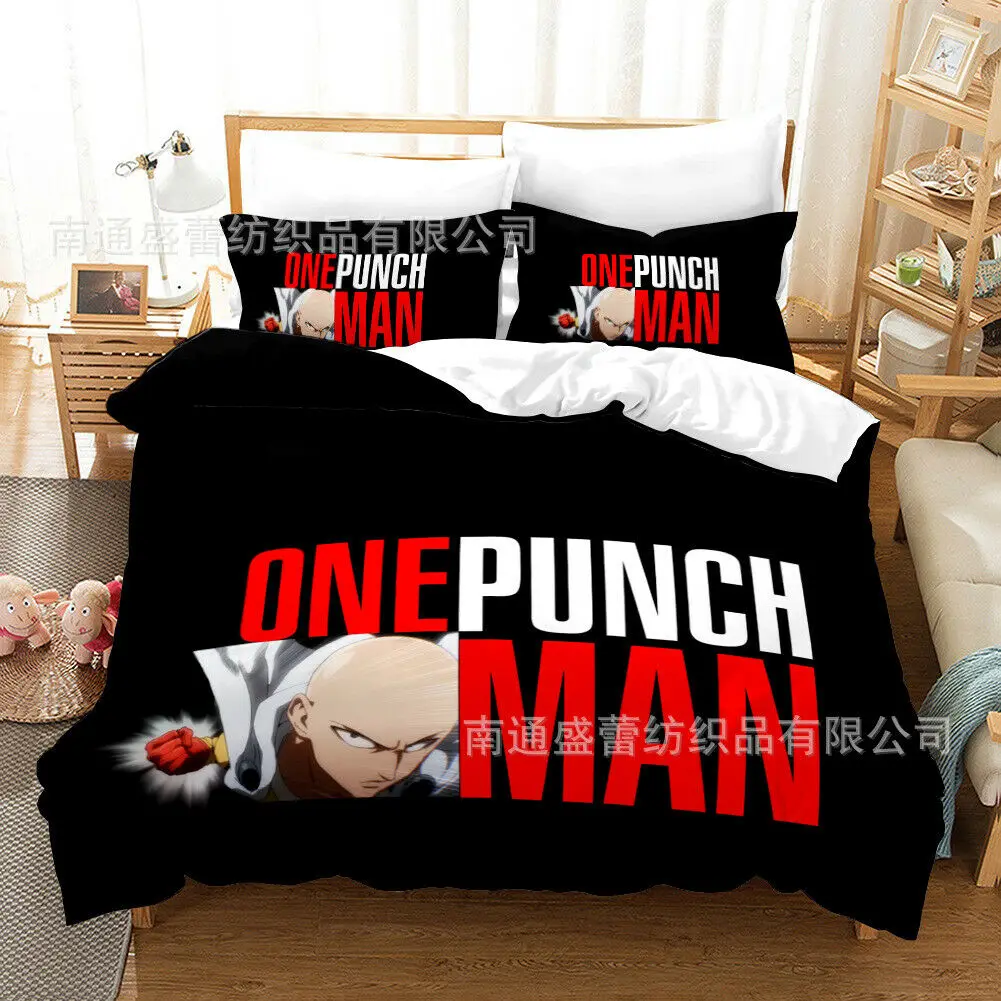 ONE PUNCHMAN Duvet Cover & Pillowcase 3D μ  ħ Ʈ 2/3 Pcs  ü  ŷ  ̺ Ŀ Ȩ 
