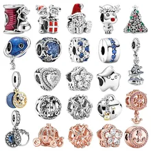 

New 925 Sterling Silver Christmas Gift Tree Snowman Reindeer Santa Claus Charm Beads Fit Original Pandora Bracelet DIY Jewelry