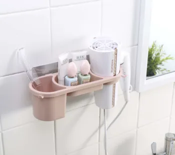 

Bathroom Hairdryer Holder Wall-Mounted Hair Dryer Rack Storage Stand Support Organizer Wall Mounted Super Adhesive Stick