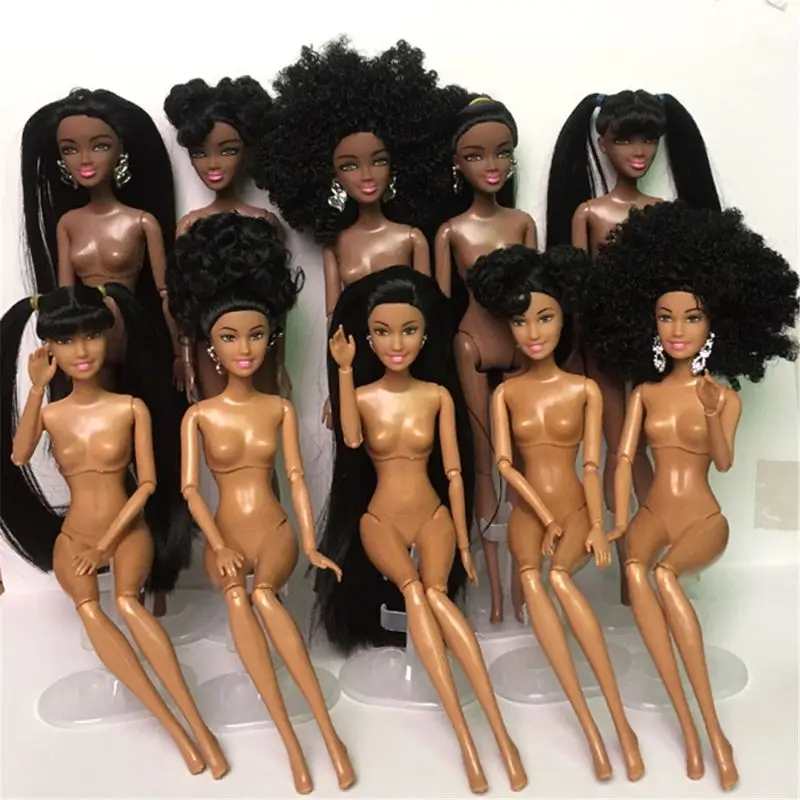 Jouet poupée africaine poupée américaine accessoires corps articulations peut changer tête pied déplacer africain noir fille cadeau semblant jouet bébé