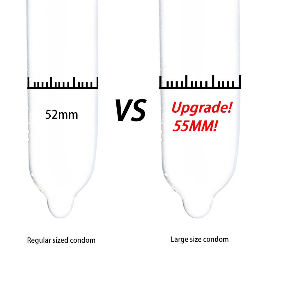 10Pcs/Lot 55mm Large Size Condoms Plus Size 55mm Big Condones Penis Sleeve Natural Latex Contraception Adult Sex Toys 6