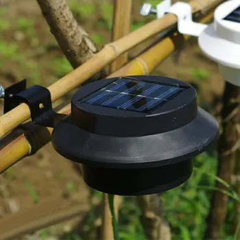 

Outdoor Solar Power 3 LED Light Post Wall Mount Lamp Waterproof Gutter Light For Garden Fence Porch Decorative Light