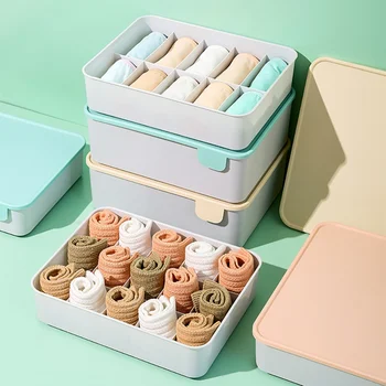 

With Label Underwear Organiser Box Drawer Closet Underwear Bra Organizer Fashion Covered Bra Storage Boxes