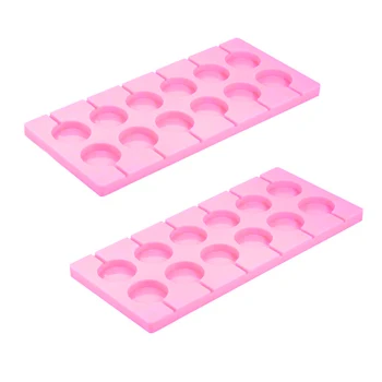 

2 Pieces / Pack 12 Capacity Round Chocolate Hard Candy Silicone Lollipop Mold