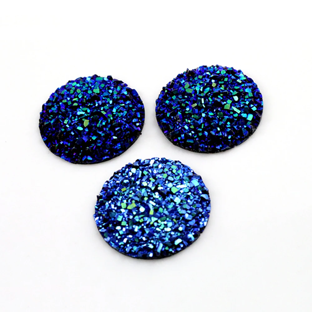 

New Fashion 10pcs 25mm Black AB Colors Natural ore Style Flat back Resin Cabochons For Cameo Base accessories-Z4-22