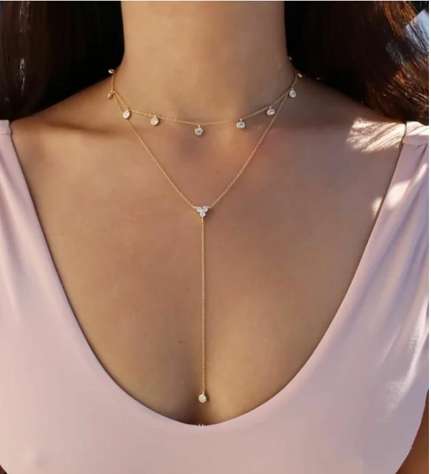 Bohemian Style Multilayer Crystal Pendant Necklace Women Gold plating Color Female Choker Necklaces Jewelry Simple Party Gift | Украшения и