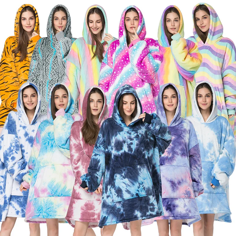 68 New Nightgown Lazy Suit Pullover Fleece Hooded Sleep Blanket Outdoor Functional Cotton Cold Proof Jacket TV | Дом и сад