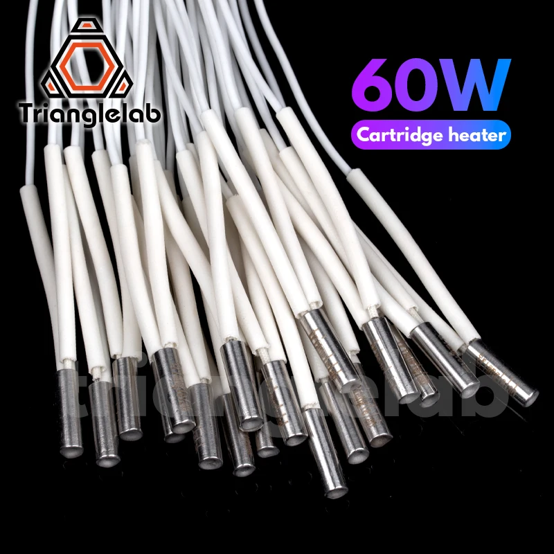 Trianglelab 3D Printer 6*20MM 24/12 60W Heater Cartridge With 100CM cable 3D Printer for V6 HOTEND Volcano MK8 MK9 CR-10 ender 3 нагревательный картридж trianglelab 24 в 70 вт 6x20 мм 100 см мягкий силиконовый линейный 3d принтер для v6 hotend volcano mk8 mk9 cr 10 ender 3