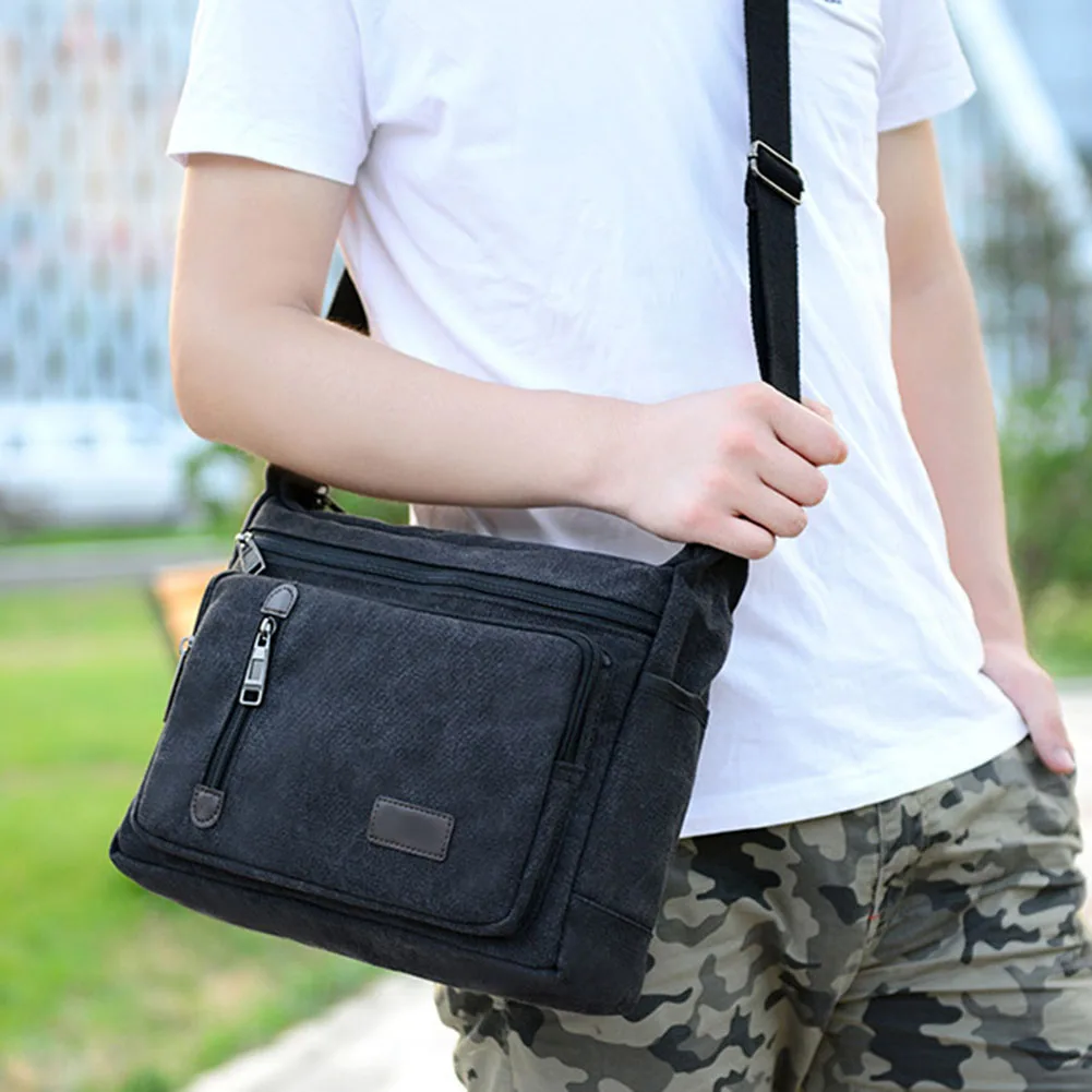 

Men Vintage Canvas Messenger Bags Crossbody Shoulder Bag Durable Casual Travel Bag FO Sale