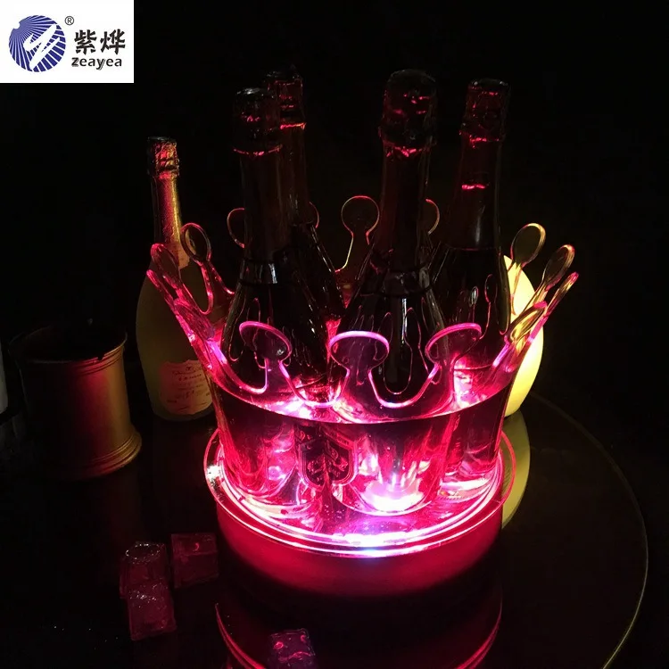 Светодиодный кулер для вина со льдом, заряжаемый, меняющий цвет, корона для шампанского, винный держатель для напитков, пива, винный стеллаж для бара/свадьбы/дома, вечерние