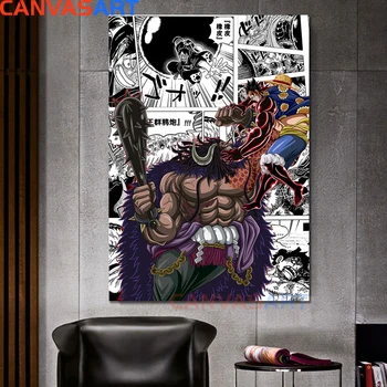 

Japanese Anime One Piece Luffy VS Kaido Posters Canvas Painting Animated Cartoon Wall Paintings for Living Room Decor Boy Gift