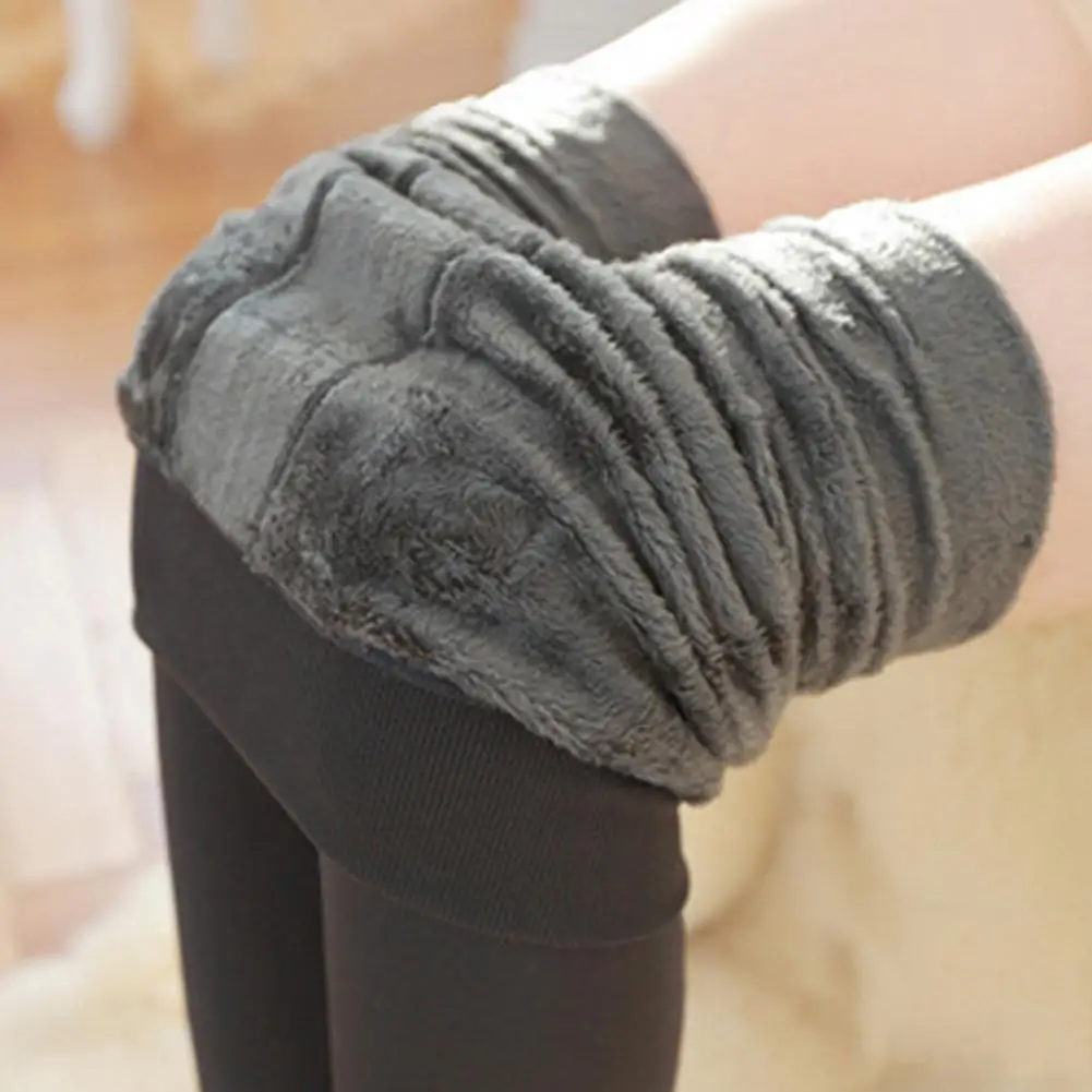 

Hot Fashion Winter Women Thicken Warm Solid Color High Waist Elastic Fleece Leggings Pants Cotton + Spandex Office Lady Leggings