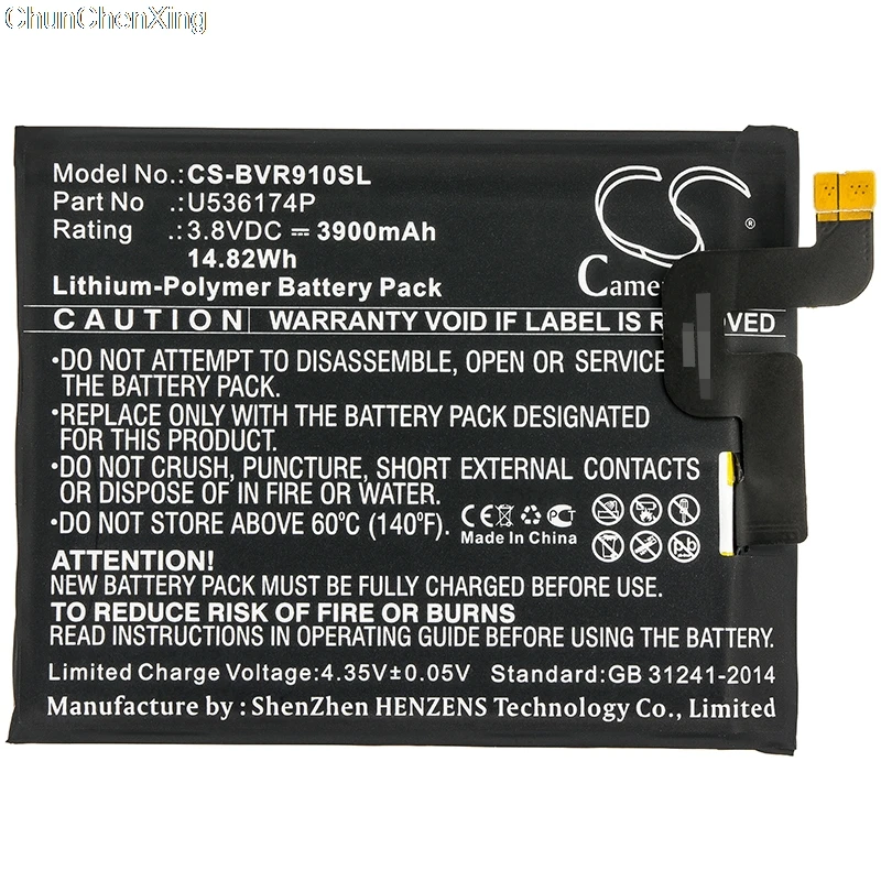 Аккумулятор Cameron Sino U536174P на 3900 мА · ч для Blackview BV9000 Pro|Аккумуляторы мобильных