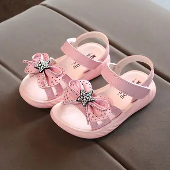 

Summer Girls Sandals Fashion Baby Bows Princess Shoes Soft Bottom Toothy Sandals Beach Shoes for Kids Children 7