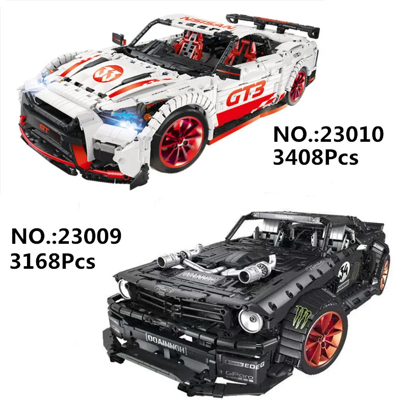 23009 3168 шт 23010 3408 шт Ford Mustang Hoonicorn GTR V2 гоночный автомобиль с мотором Technic MOC-22970 25326 строительный блок кирпичные игрушки