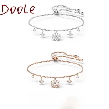 

high Quality SWA Fashion jewelry beautiful crystal snowflake pendant bracelet adjustable size star women's bracelet