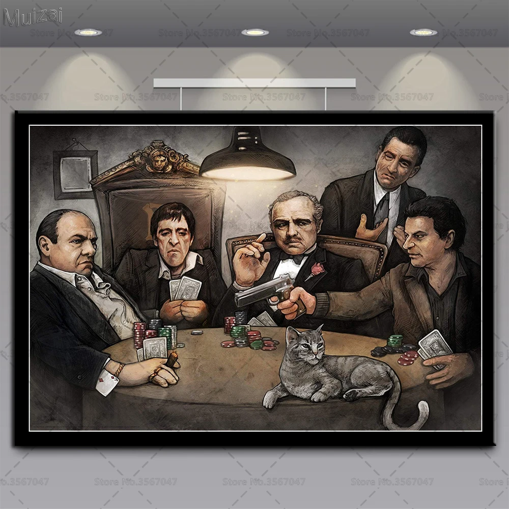Арт плакат Крестный отец Scarface гангстеры Горячая фильм рисунок на холсте фоновая