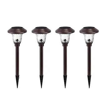 

4 pcs/set Solar outdoor waterproof stainless steel glass LED ground light Intelligent light control Garden landscape