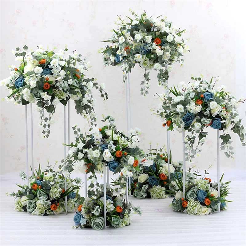 

Wedding Creative Geometry Road Lead Arch Decor Artificial Flower Wrought Metal Iron Square Block Party Event Supply Flower Stand