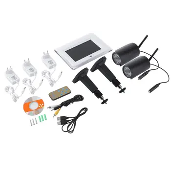 

2CH Professional 2.4GHz Wireless 800*480 HD Home Security 2 Pcs IP Camera With 7 Inch LCD Screen Display Monitor Surveillance