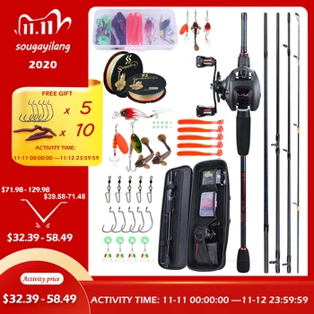 BEST CHOICE ❤️ Sougayilang Portable Travel Fishing Combo 1.8-2.4m Casting Fishing Rod and 12+1BB Reel Combo Fishing Line Lures Bag Accessories - discount item 53% OFF Sports & Entertainment