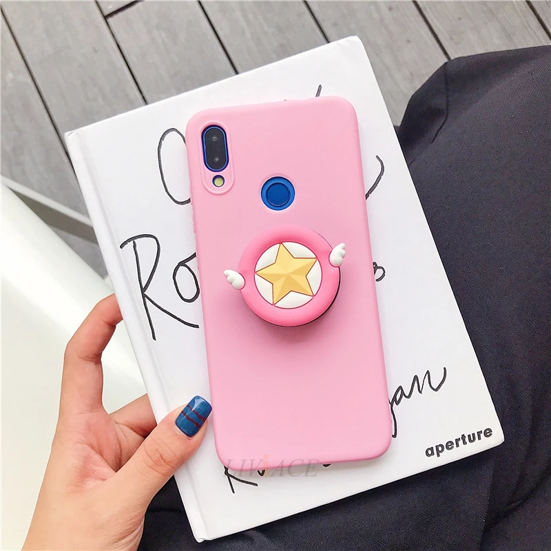 Чехол-держатель для телефона с 3D рисунком для oppo realme xt x2 pro x lite q 3 5 pro c2 c1 мягкий силиконовый чехол-подставка с милым животным - Цвет: deep pink case star
