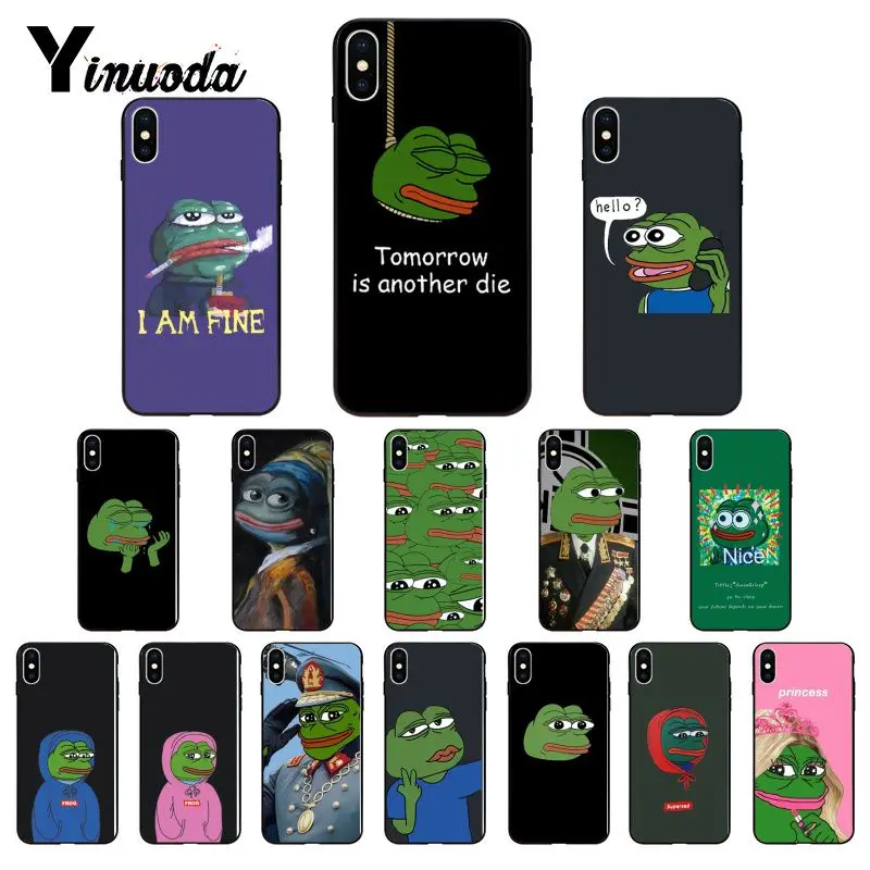 Yinuoda Pepe мемы грустная лягушка чехол для телефона iPhone 8 7 6 S Plus X XS Макс 5 5S SE XR 10 11 pro MAX |