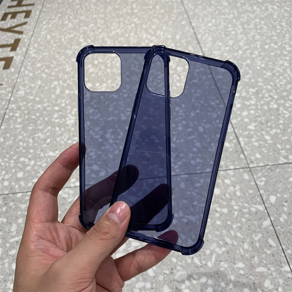 Elegant Navy Blue Clear Shockproof Phone Case - Soft TPU Back Cover