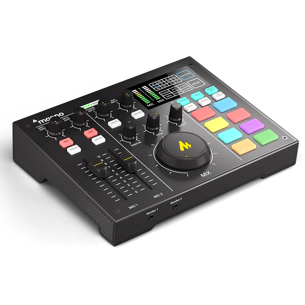 MAONOCASTER Audio Interface Podcast Equipment Studio,Sound Card, Mixer,  All-In-One Digital Podcaster For Streaming, Youtube