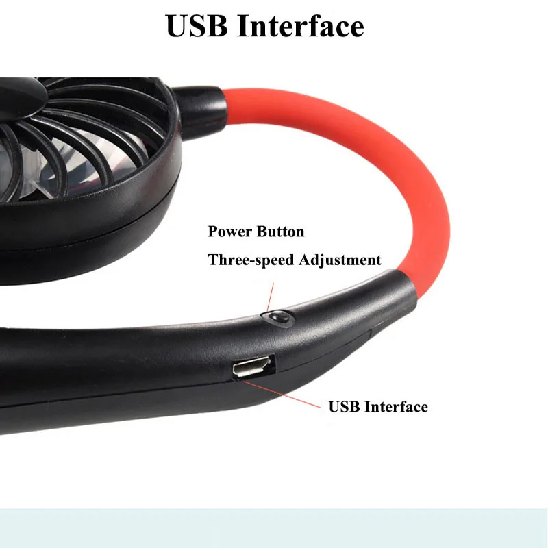 Мини Портативный USB 1200 мАч вентилятор шейный ремешок ленивый шеи Подвесной Стиль Открытый двойной Охлаждения Спортивные вентиляторы
