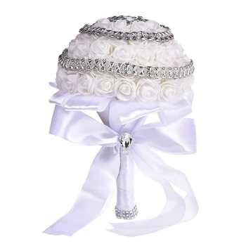 

Bride Wedding Bouquet White Rose Wedding Flowers Bridal Bouquets Sparkly Luxury Diamond For Bride