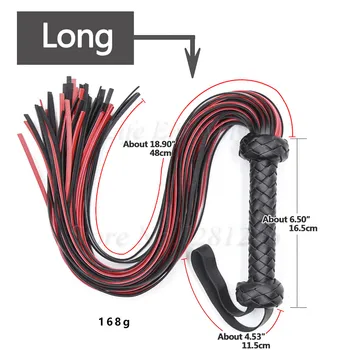 New BDSM PU Leather Whips Adults Tassel Tails Bondage Flogger Handle Spanking Knout Sex Slave Game Flirt Erotic Toys For Couples 2