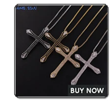 MHS.SUN CZ Zircon Big Cross Pendant Necklace For Men Women Gift Hip Hop Gold/Silver/Black Chain Necklace Religion Jewelry 1PC
