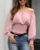Hot Off Shoulder Autumn Chiffon Shirts Top Lady Women Long Sleeve Shirt Slim Casual Solid White Blouses ► Photo 1/6