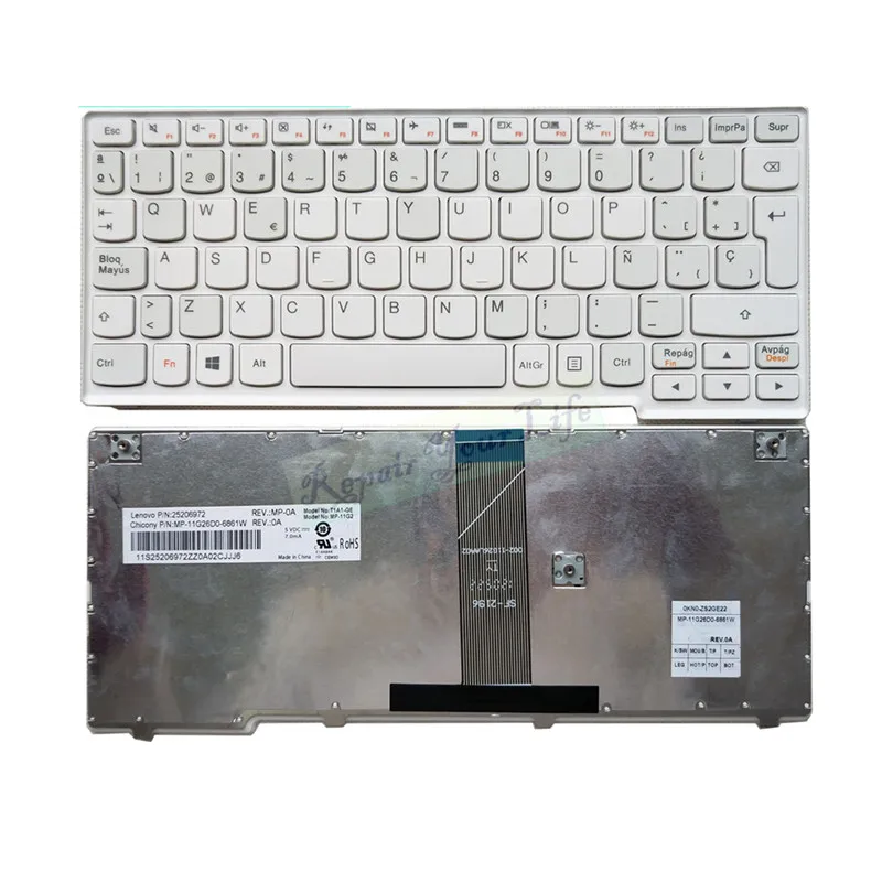 Клавиатура ноутбука SP Испанский для lenovo S206 MP-11G26D0-6861W 25206972 белый конкурентоспособная цена