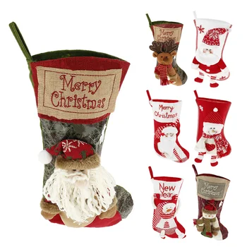 

1PC Reusable Sock Xmas Tree Ornament Decoration Party Holiday Christmas Santa Claus Decor Gift Christmas Gift Bags Candy Navidad