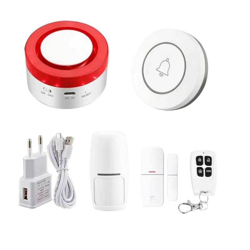 

FFYY-Smart WiFi Home Security Alarm System 433MHz Wireless Strobe Siren Alarm Compatible with Alexa Google Home IFTTT Tuya APP E
