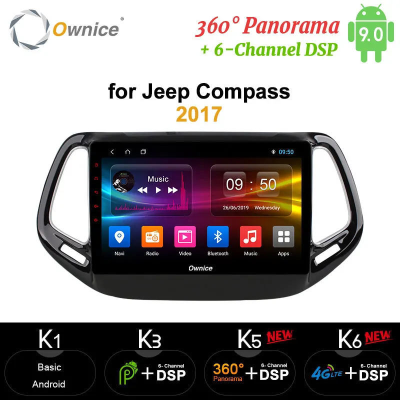 Ownice 10," Восьмиядерный Android 9,0 4G ram автомобильный DVD gps Navi плеер carplay для Jeep Compass DVR 4G DSP 360 Pano ram оптический