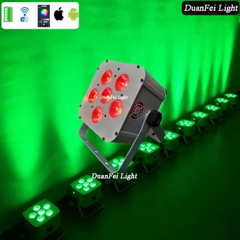 

6pcs/lot 2.4G Wireless DMX 512 Receiver led battery flat par 6x18w rgbwauv led par with wifi battery power