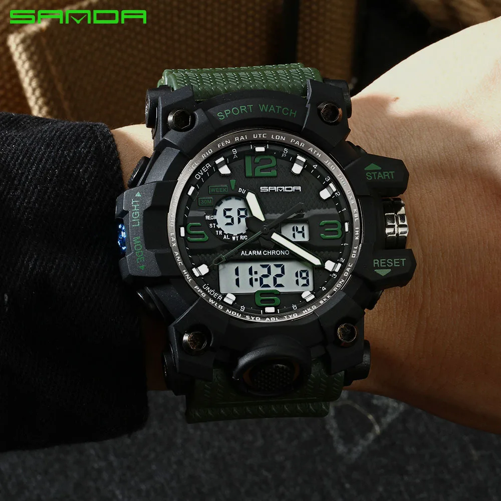

Cool Digital Light Series Led Watch Auto Luminescence Men Sport Watch Army Military Digital Watch Dual Time Zone ElectronicWatch