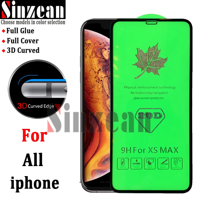 100pcs For IPHONE 13/12 pro/11 Pro MAX/678 Plus 20D Full Cover Tempered Glass SE2/XS/XR full glue screen protector | Мобильные