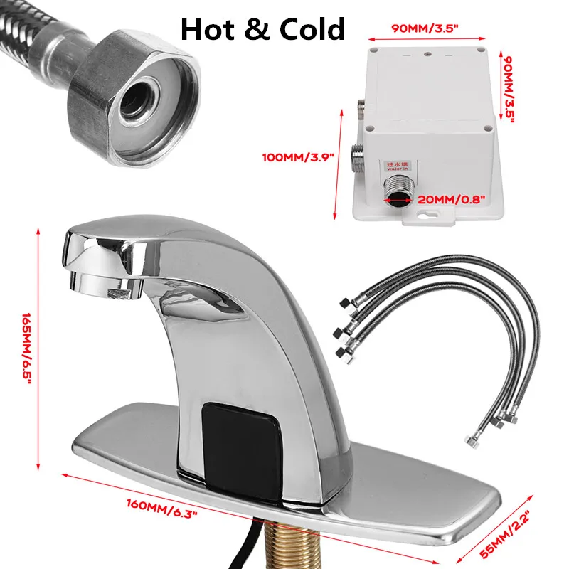 Bathroom Automatic Touch Free Infrared Sensor Faucets Touchless Water Saving Inductive Electric Water Tap Mixer